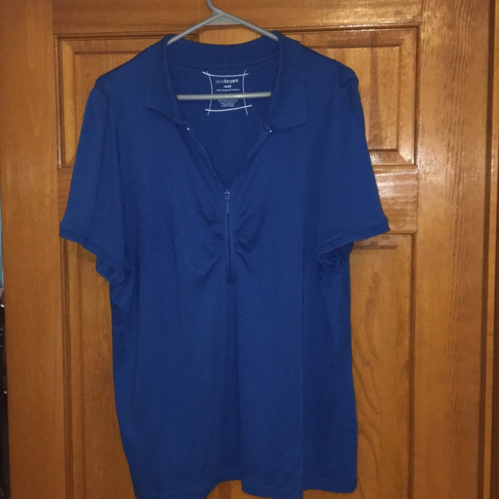 Lane Bryant, blue top, short sleeves